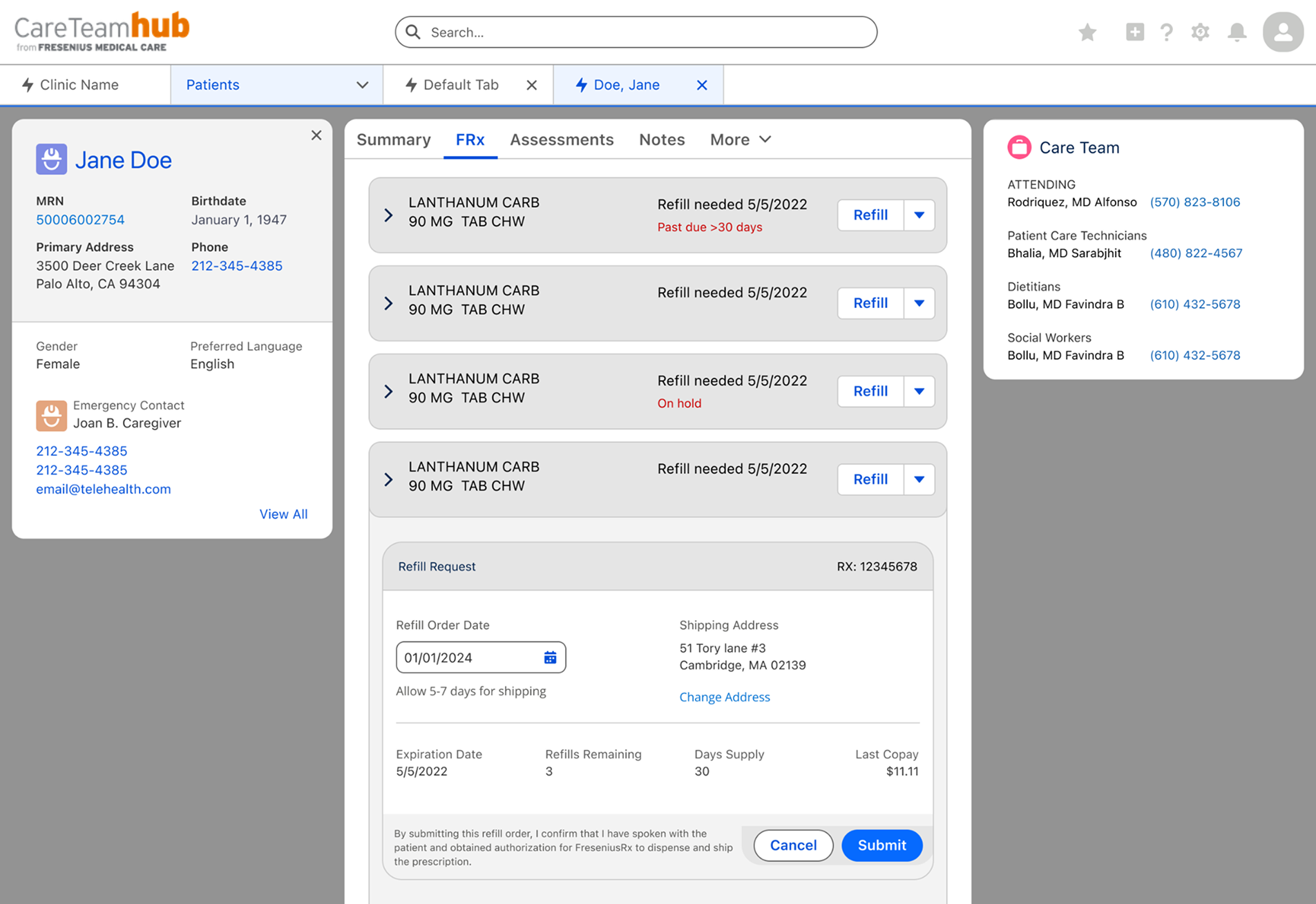 Fresenius refill workflow keeping key information in one place