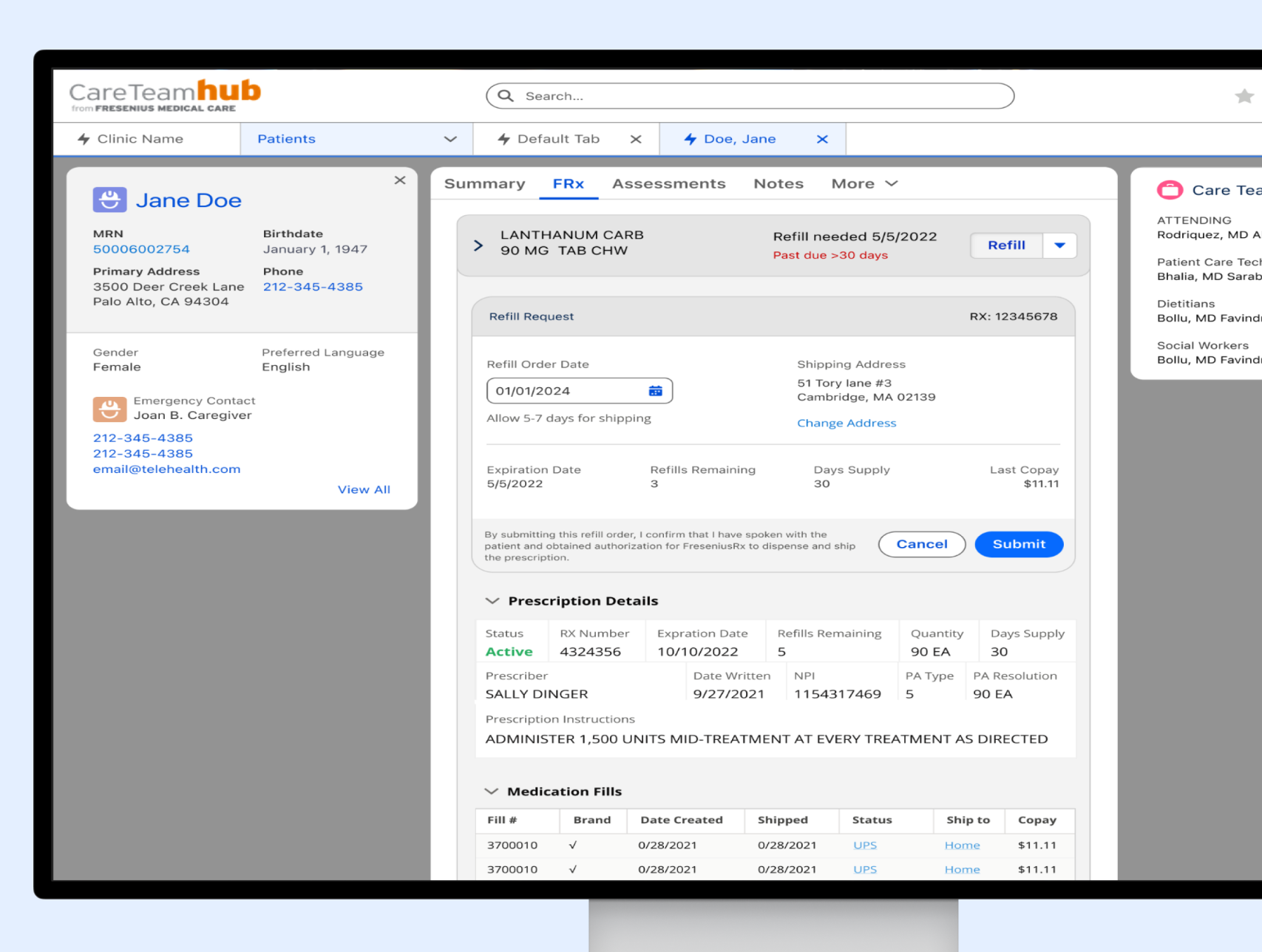 Fresenius refill workflow keeping key information in one place