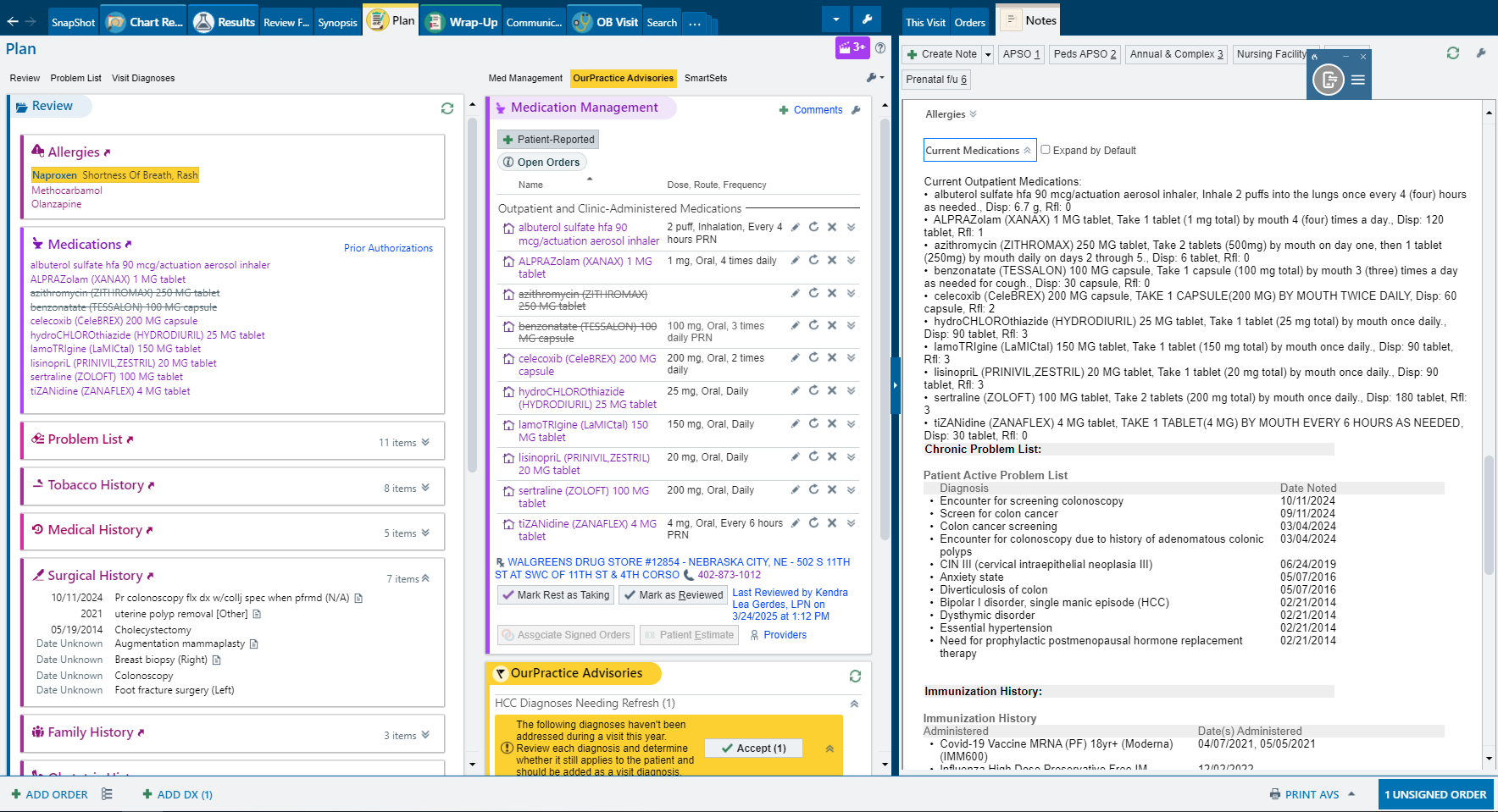 Epic EHR medication list where change history is not visible at a glance